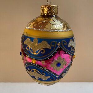 UT Christmas Holiday Ornament Gold Floral Colorful